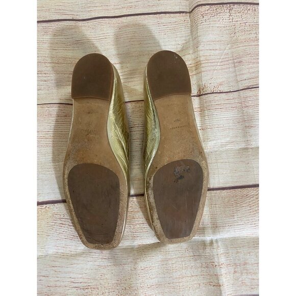 Tory Burch Women's Gold Georgia Metallic Leather Ballet Flats - 5 1/2M - Picture 7 of 8